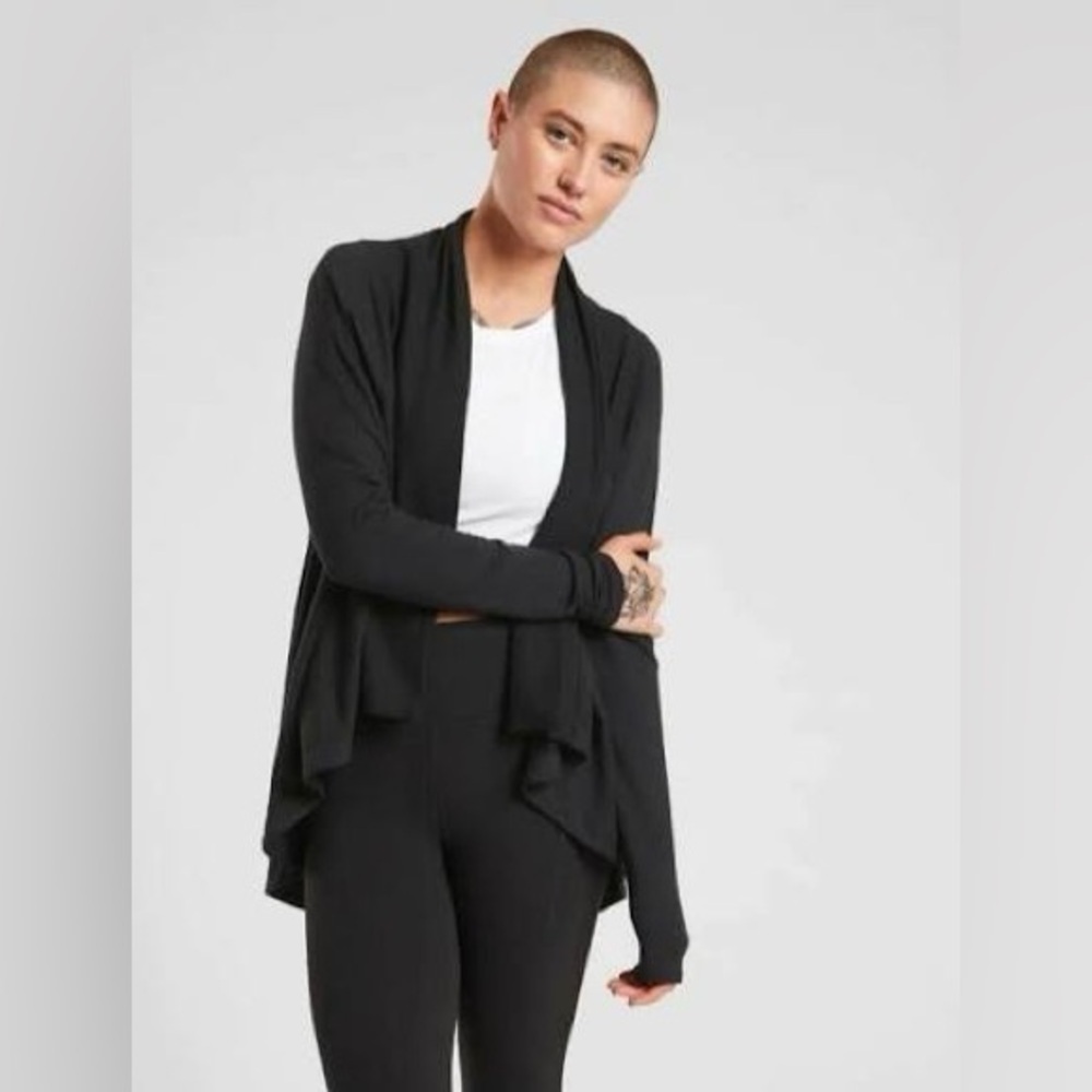 Athleta Nirvana Wear Two Ways Wrap, Black SZ XS #416969 yoga ballet workout‎